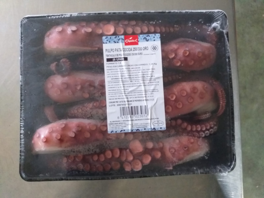 PULPO COCIDO PATA CONG. 200-250G 4X1,5 KG